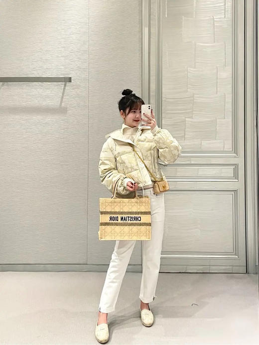 Dior booktote 中号 棕色 拉菲草 藤编 托特包 商品图2