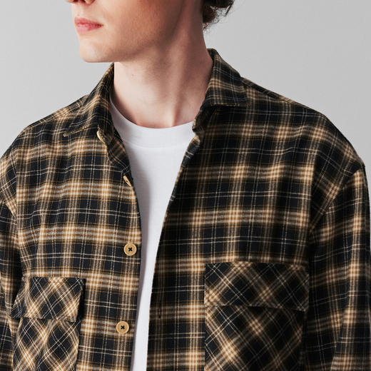 格纹磨毛衬衫外套 商品图3