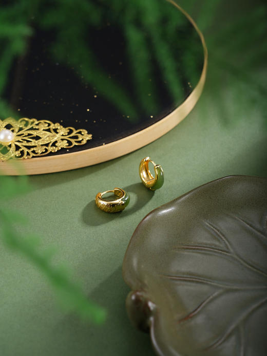 子佩集【华年未央】银S925耳环【EJ00759】古法银碧玉镀金2602 商品图4