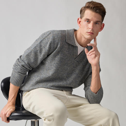 海鸥领纯羊毛花纱毛衣 商品图1