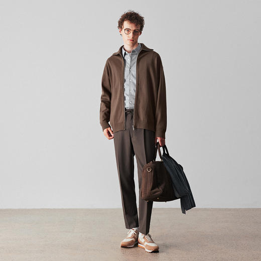 羊毛混纺拉链针织开衫 商品图4