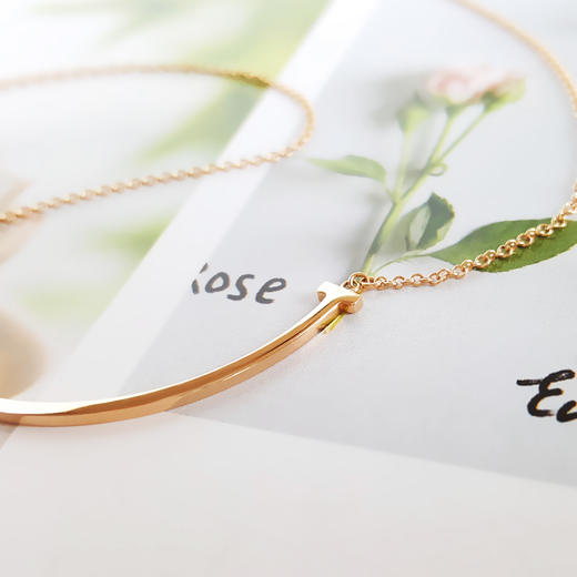 【95新】Tiffany & Co.蒂芙尼Tiffany T 系列小号玫瑰金笑脸Smile项链 链长约46cm女士120226AK34 商品图4