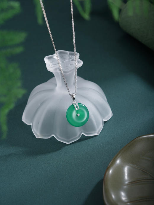 子佩集【平安福泽】银S925套链项链【TL016619】绿玉髓平安扣2602 商品图4