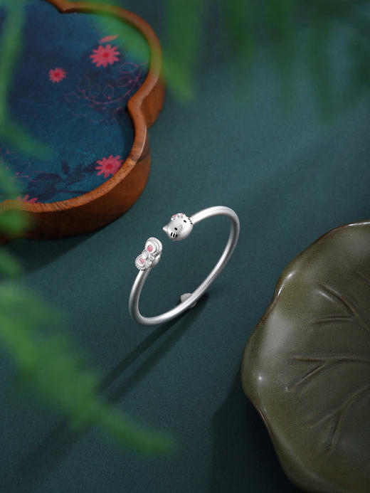 子佩集【凯蒂公主】银S9999童镯【TB0300657】儿童KT粉猫2602 商品图2