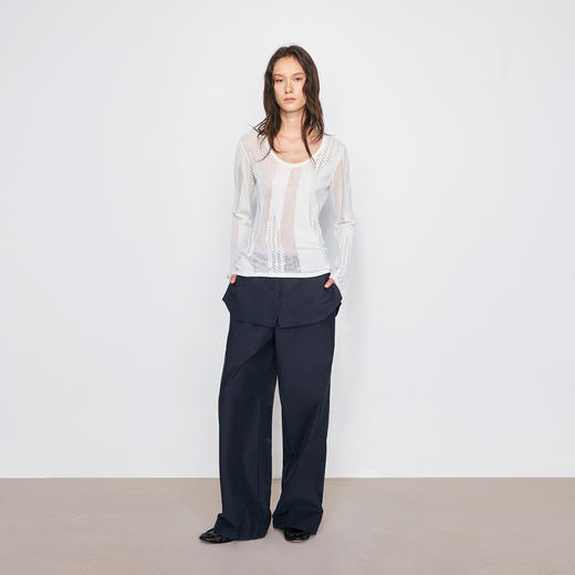 NUTH“衬衫摆”拼接假两件可束脚裙裤女 深藏青色/白灰条纹色（发货/预售时间同步天猫） 商品图3