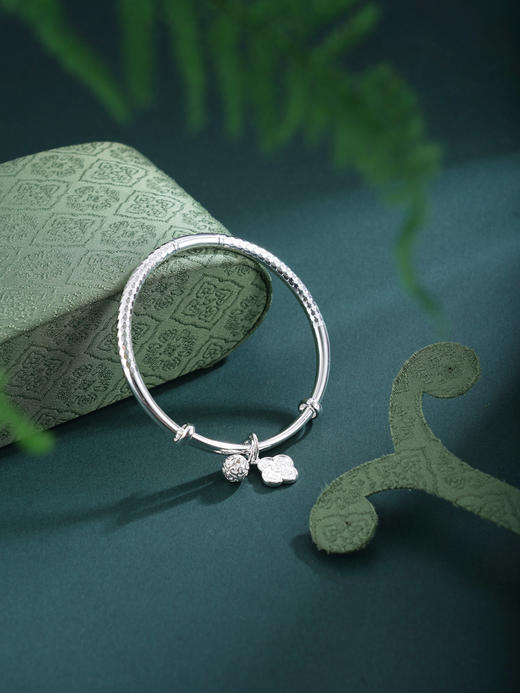 子佩集【四叶缘牵】银S999手镯【SZ009307】四叶草吊球切面2602 商品图5