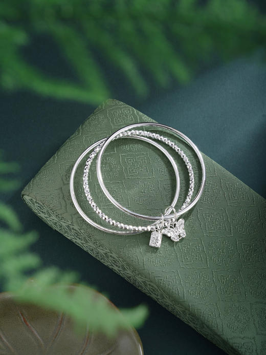 子佩集【福蝶使者】银S999手镯【WZ004320】三个圈切面珠蝴蝶福牌2602 商品图11