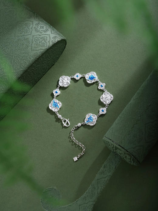 子佩集【轩畔玉兰】银S990手链【QFSL027】原创作品花丝珐琅彩玉兰莲2602 商品图8