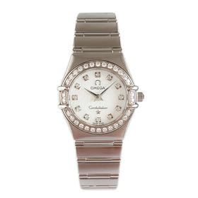 【95新】OMEGA 欧米茄1460.75.00石英机芯22MM（女款）星座系列精钢；镶嵌钻石表圈010226NJS02