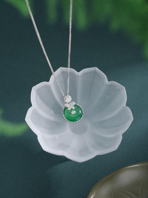 子佩集【蝶影缘深】银S925套链项链【TL016617】绿玉髓平安扣蝴蝶2602 商品图5