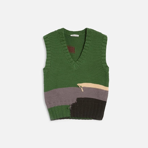YMC HEIDI VEST 女装手织拼接V领针织背心 商品图0