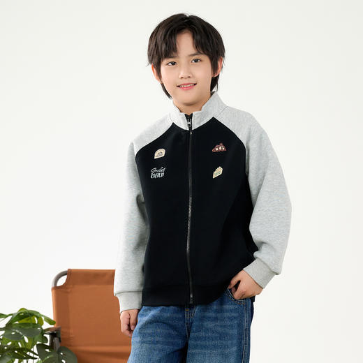 【10A抗菌】棉花堂春款撞色插肩针织立领童装外套- FD61053 商品图7