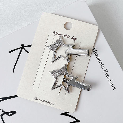 蝴蝶结星星银色对夹对装发夹-纪念日百货门店同款169447713 商品图2