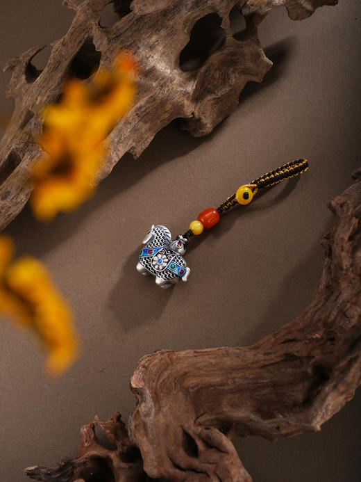 子佩集【鸿运福马】银S999钥匙扣【BJ0001683-1】小摆件花丝珐琅彩黑马2602 商品图2