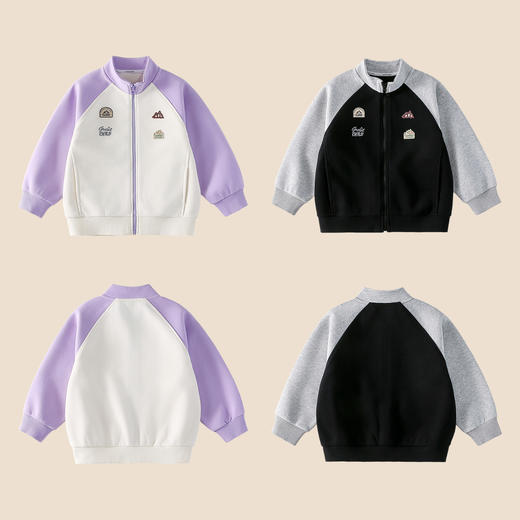 【10A抗菌】棉花堂春款撞色插肩针织立领童装外套- FD61053 商品图4