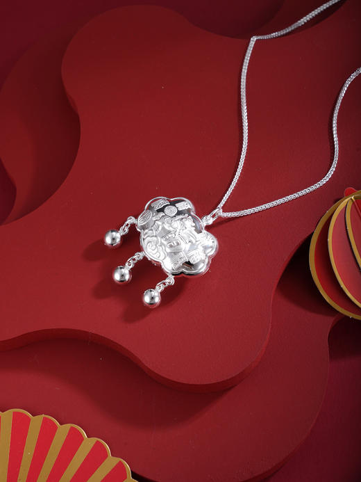 子佩集【马上有福】银S990套链项链【WY03】儿童福锁2602 商品图5