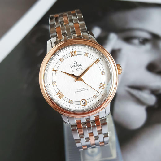 【95新】OMEGA 欧米茄424.20.33.20.52.002天文台认证同轴自动机械机芯日期显示33MM（女款）碟飞系列精钢/18K玫瑰金020226AK22 商品图4