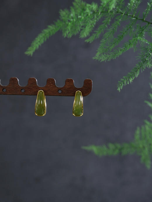 子佩集【华年未央】银S925耳环【EJ00759】古法银碧玉镀金2602 商品图5