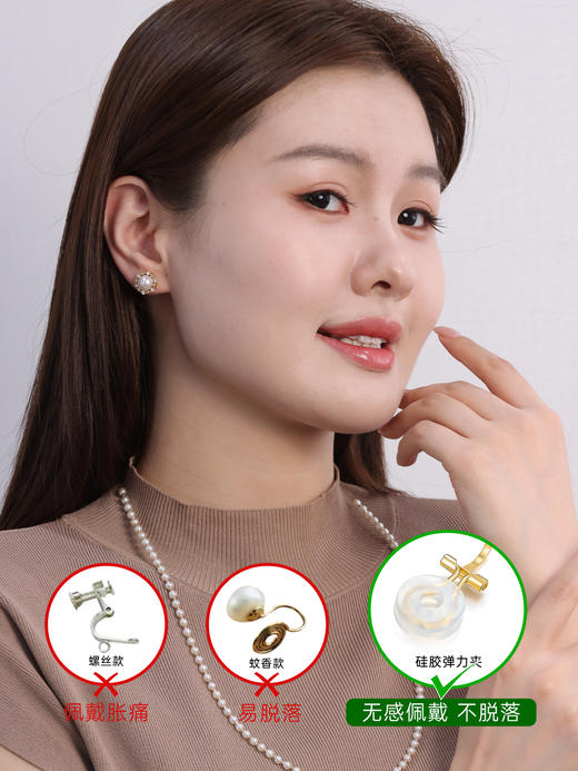 【天猫同款】两戴款 太阳花-18K金Akoya珍珠耳夹 商品图2