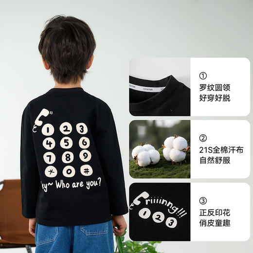 【10A抗菌纯棉】棉花堂春款正反俏皮印花长袖童装-T恤-FD61028 商品图3