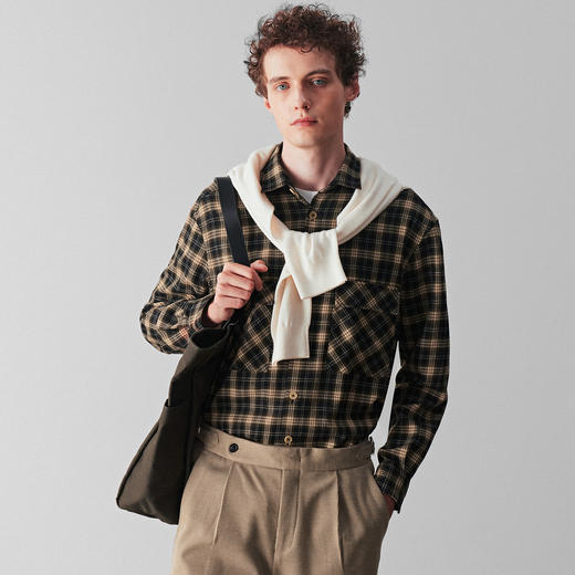 格纹磨毛衬衫外套 商品图4