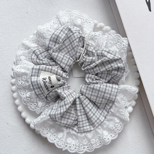 复古格纹蕾丝花边大肠发圈-纪念日百货门店同款169394279 商品图2