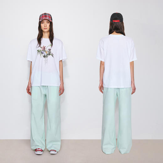 NUTH渐变花卉印花白色宽松微透短袖t恤女（发货/预售时间同步天猫） 商品图0