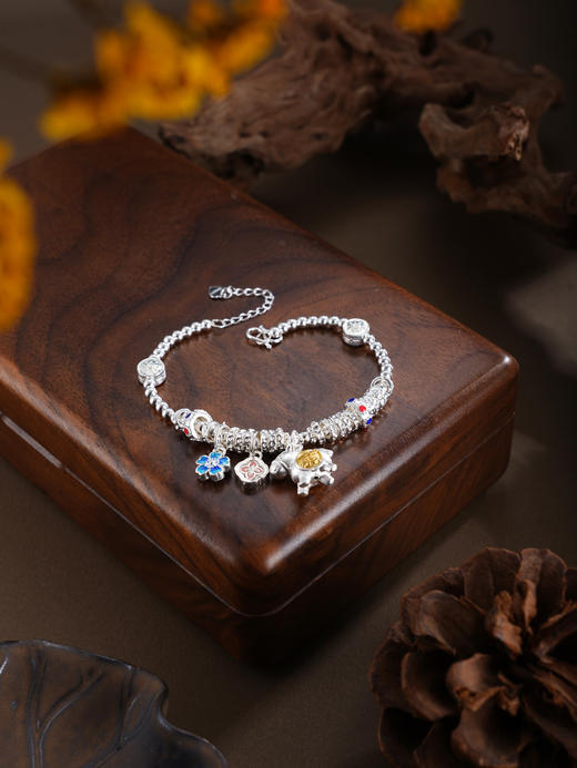 子佩集【‌萌马献瑞】银S999手串手链【SC001766】小马镀金珐琅彩腰缠万贯钱串2602 商品图7