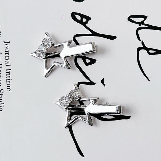 蝴蝶结星星银色对夹对装发夹-纪念日百货门店同款169447713 商品图3
