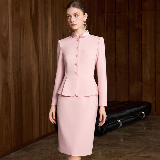 IWY/优雅气质粉色新中式假两件连衣裙女春季新款主持人上镜正装25Q912 商品图0