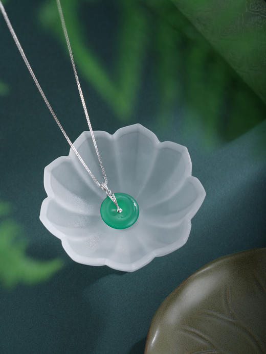 子佩集【平安福泽】银S925套链项链【TL016619】绿玉髓平安扣2602 商品图3