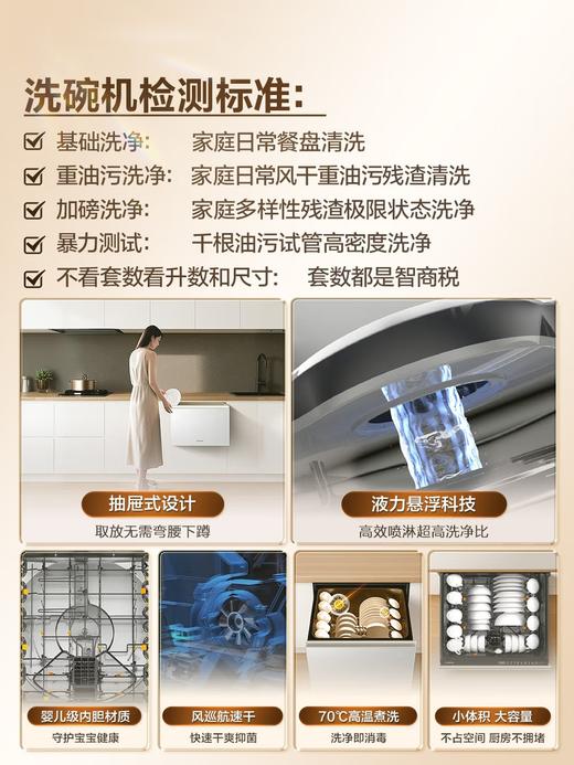 卡萨帝（Casarte）【致境N10】洗碗机抽屉式小型78升燕羽灰嵌入式不弯腰母婴级家用自动烘干消毒一体机CWC8-B57YYU1 商品图5