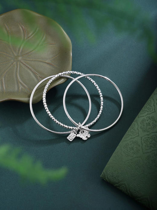 子佩集【福蝶使者】银S999手镯【WZ004320】三个圈切面珠蝴蝶福牌2602 商品图7