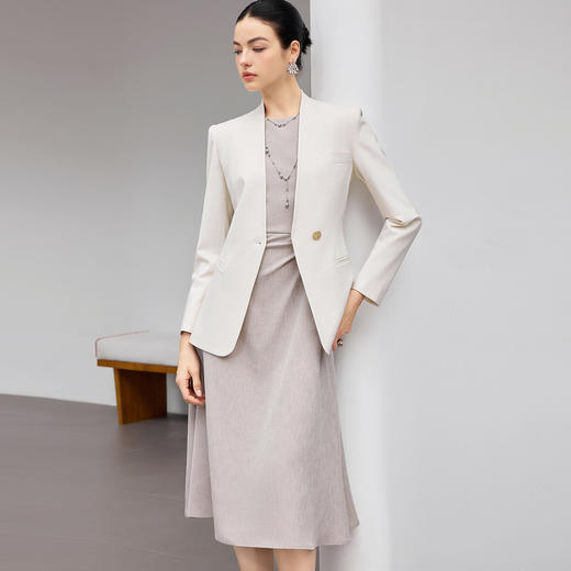 IWY/米色轻奢优雅风一粒扣米白色西装外套女职业正装高级感气质教师连衣裙工作服25CQ921 商品图1