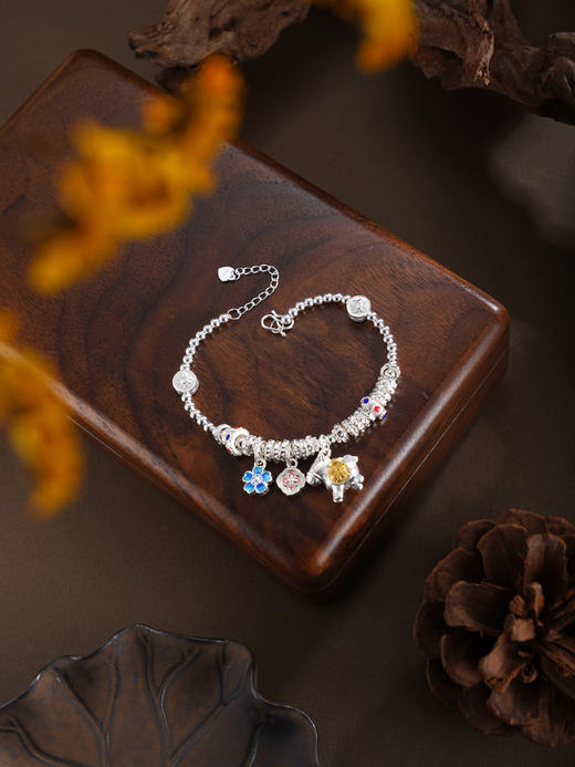 子佩集【‌萌马献瑞】银S999手串手链【SC001766】小马镀金珐琅彩腰缠万贯钱串2602 商品图6