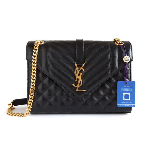 【95新】YSL圣罗兰487206中号黑金鱼子酱ENVELOPE信封包链条包女士080226AK13 商品图0