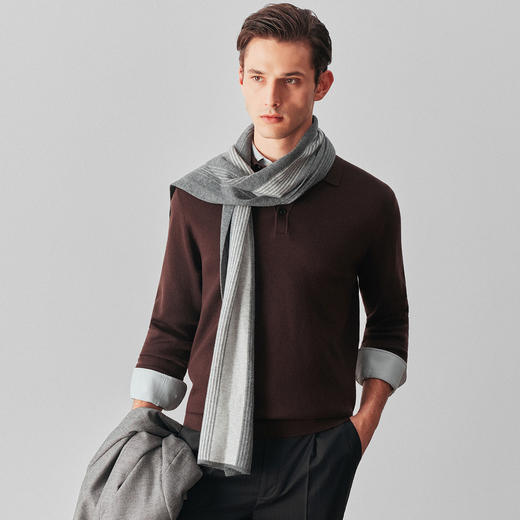 可机洗纯羊毛针织POLO衫 商品图1