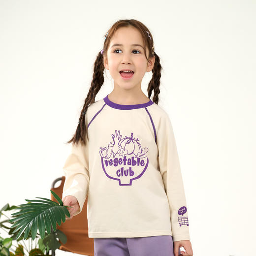 【10A抗菌】棉花堂凉感户外透气蔬菜童装小奶皮弹性长袖T恤-FD61029 商品图7