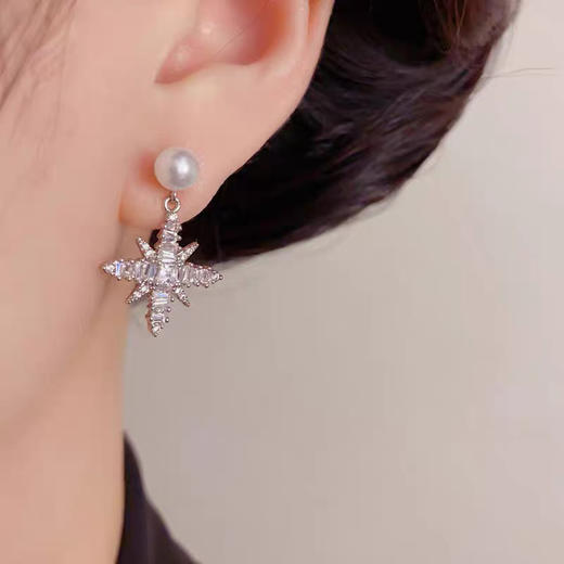 高级氛围感满钻雪花银针耳环-纪念日百货门店同款169698900 商品图2