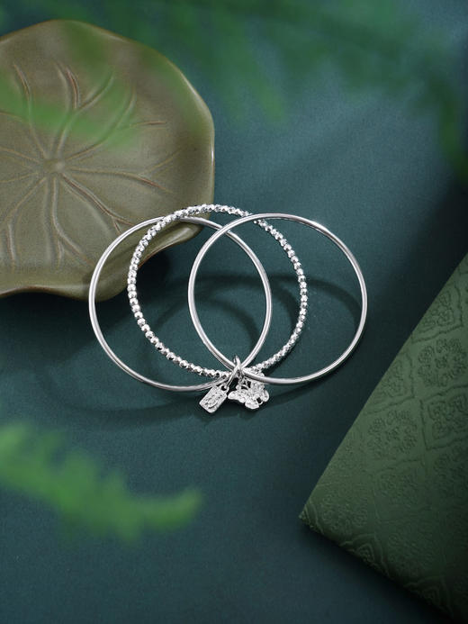 子佩集【福蝶使者】银S999手镯【WZ004320】三个圈切面珠蝴蝶福牌2602 商品图6