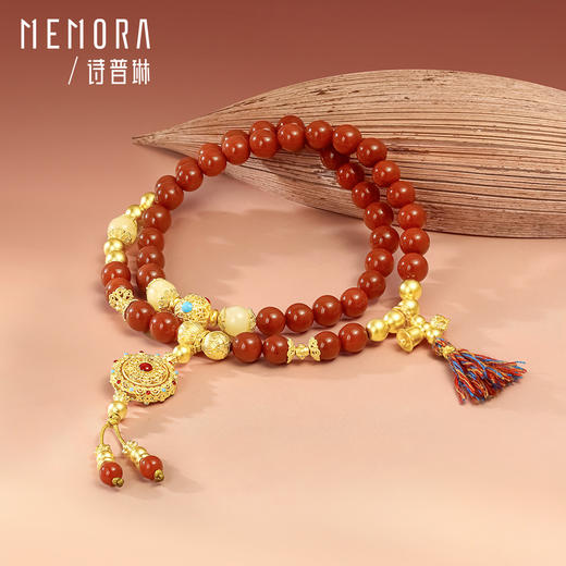 【新品首发】灵转八宝足金南红手串手链 女性礼物【按克计价黄金3】MEMORA诗普琳GB315801 商品图14