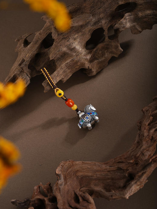 子佩集【鸿运福马】银S999钥匙扣【BJ0001683-1】小摆件花丝珐琅彩黑马2602 商品图4