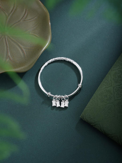 子佩集【平安喜乐】银S999童镯【WT000368】儿童平安喜乐流苏2602 商品图5