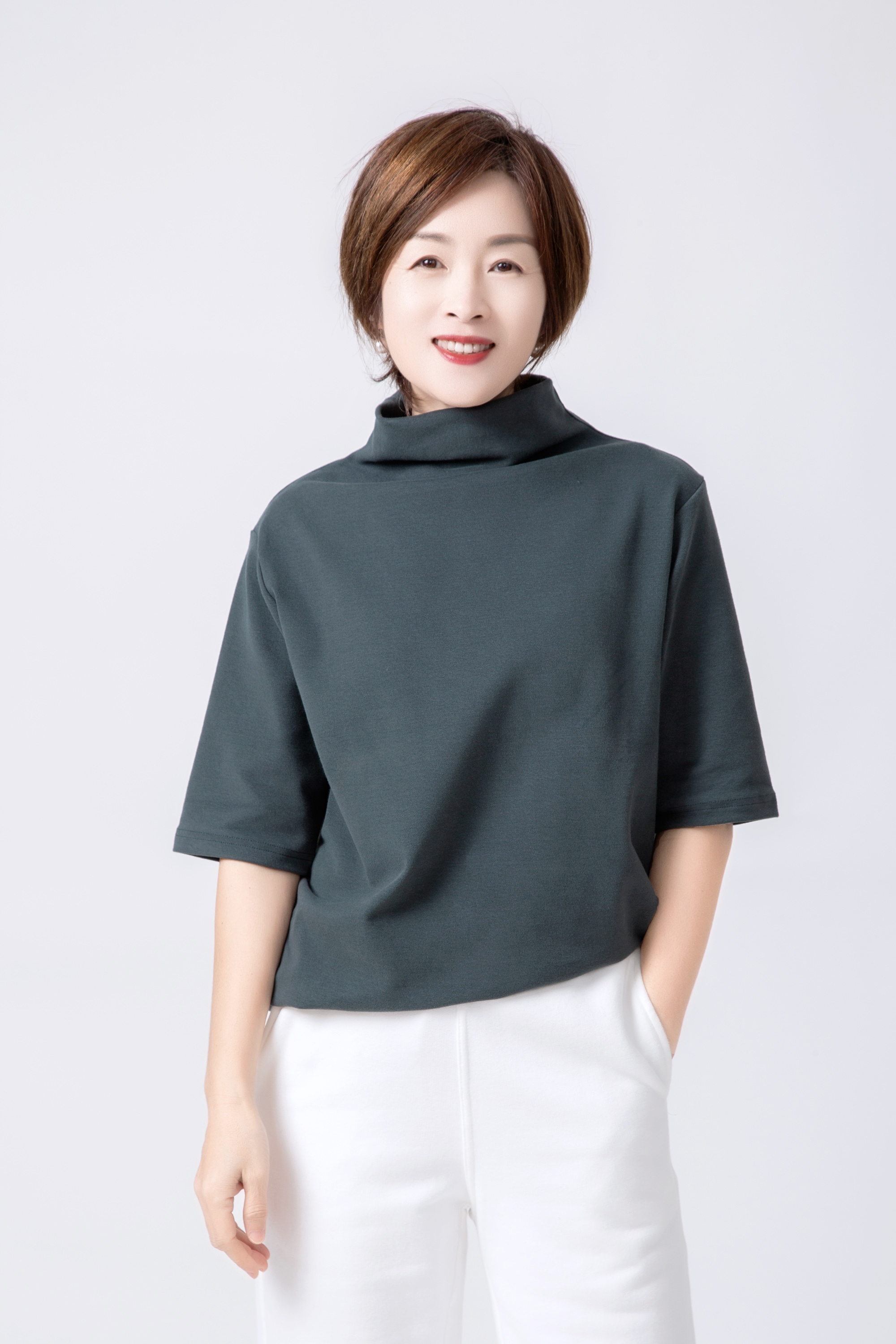 设计感磨毛五分袖T恤