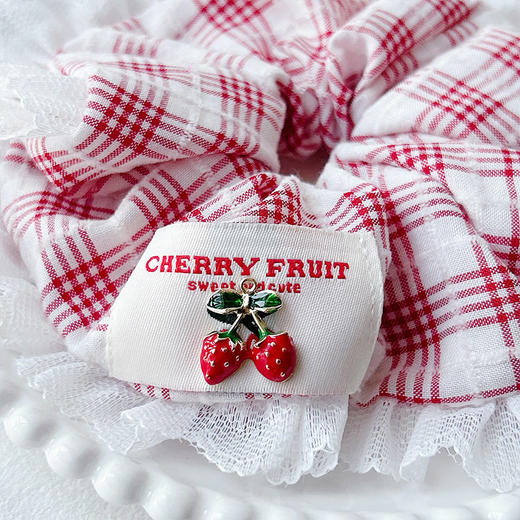 少女红格草莓蕾丝发圈发圈-纪念日百货门店同款169261118 商品图1