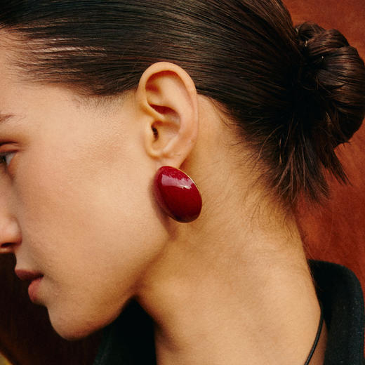 Mordern Art 现代艺术时期 | 星月圆形红色耳环+项链套装 商品图1