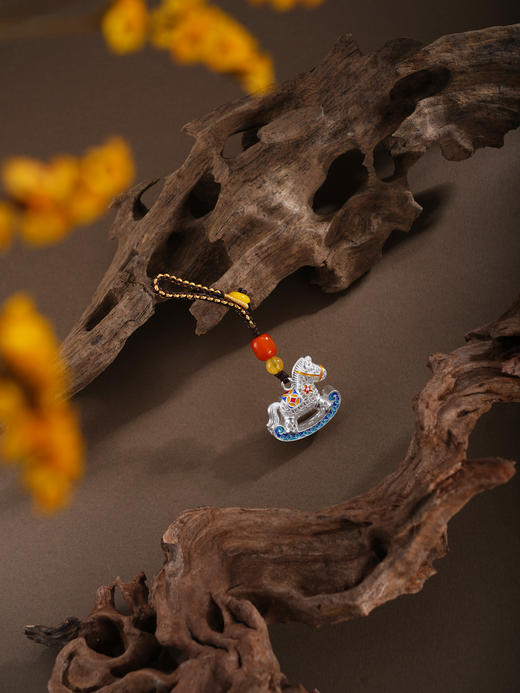 子佩集【好运加马】银S999钥匙扣【BJ0001683】小摆件花丝珐琅彩白马2602 商品图5