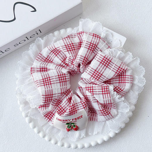 少女红格草莓蕾丝发圈发圈-纪念日百货门店同款169261118 商品图2