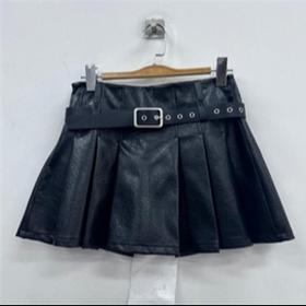NC配皮带百褶短款皮半裙50919（黑） 秋季 153012980321