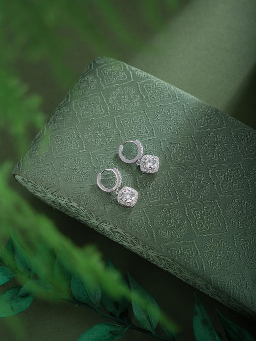 子佩集【清霜缱绻】银S925耳环【EL070646】时尚圆圈扣环方块2602 商品图4